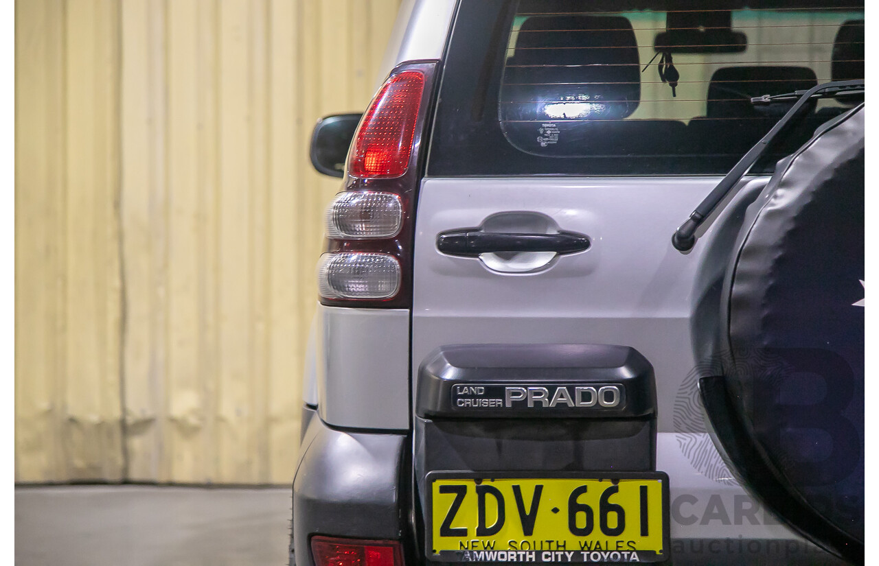 4/2004 Toyota Landcruiser Prado GX (4x4) KZJ120R 4d Wagon Silver Turbo Diesel 3.0L