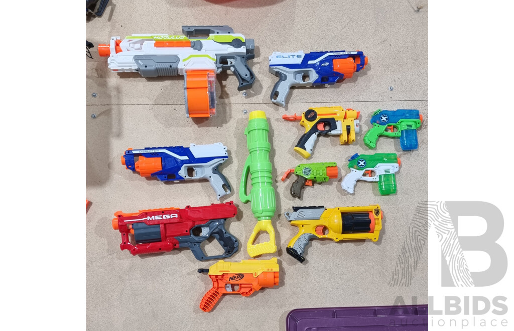 Collection of NERF Guns, Attachements and Accessories with a RC Helicopter