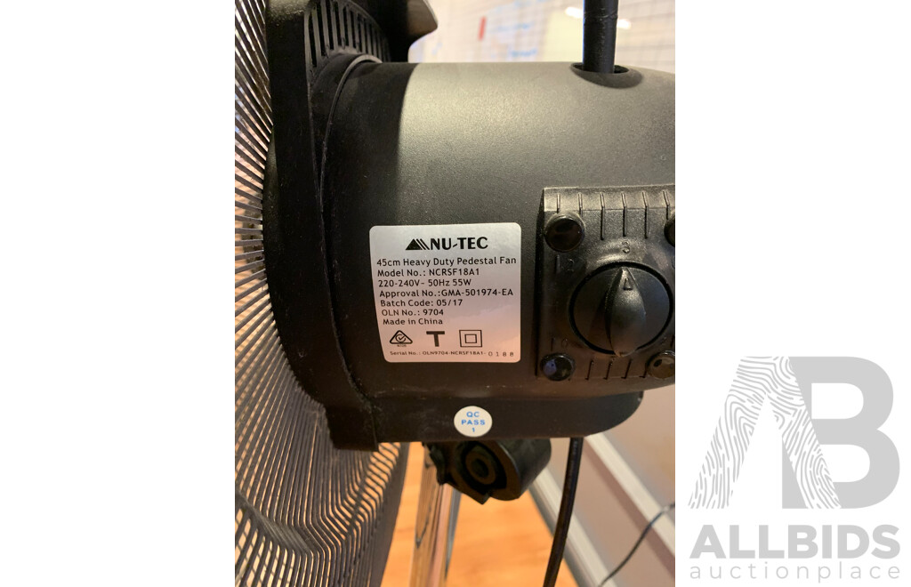 NU TEC Heavy Duty Pedestal Fan 45cm