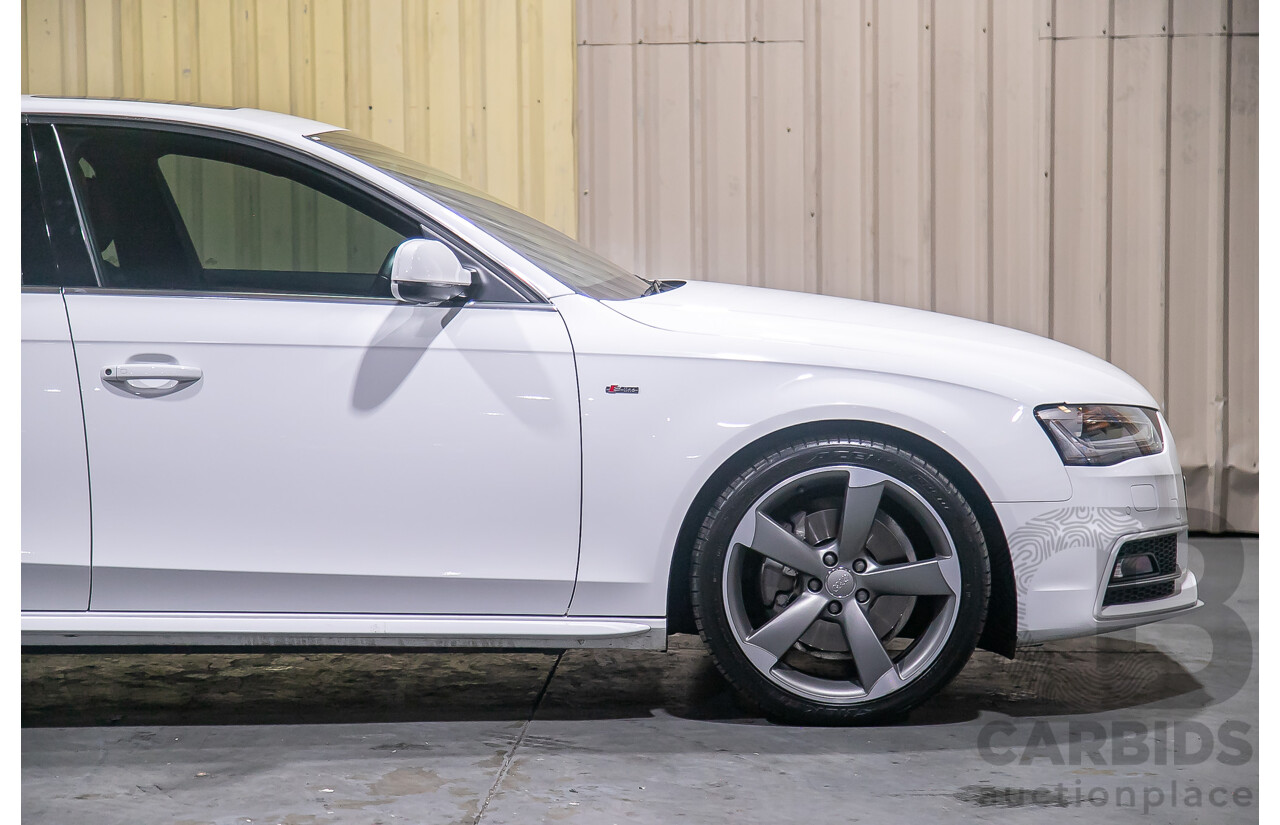 8/2013 Audi A4 2.0 TFSI Quattro (AWD) S-Line Pack B8 (8K) MY13 4d Sedan White Turbo 2.0L