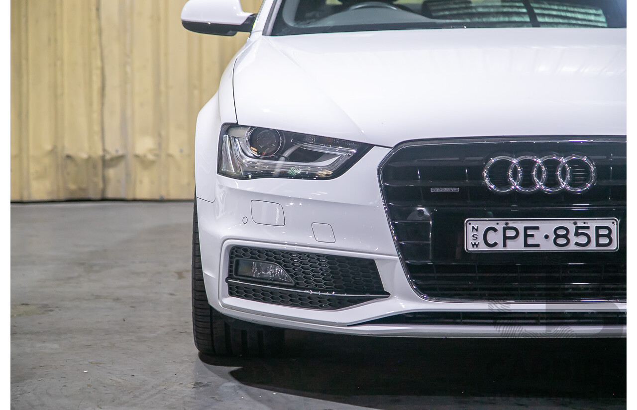8/2013 Audi A4 2.0 TFSI Quattro (AWD) S-Line Pack B8 (8K) MY13 4d Sedan White Turbo 2.0L