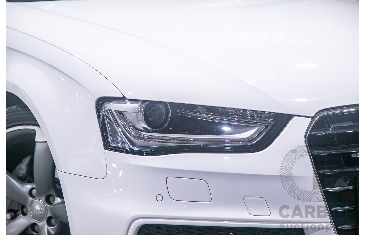 8/2013 Audi A4 2.0 TFSI Quattro (AWD) S-Line Pack B8 (8K) MY13 4d Sedan White Turbo 2.0L