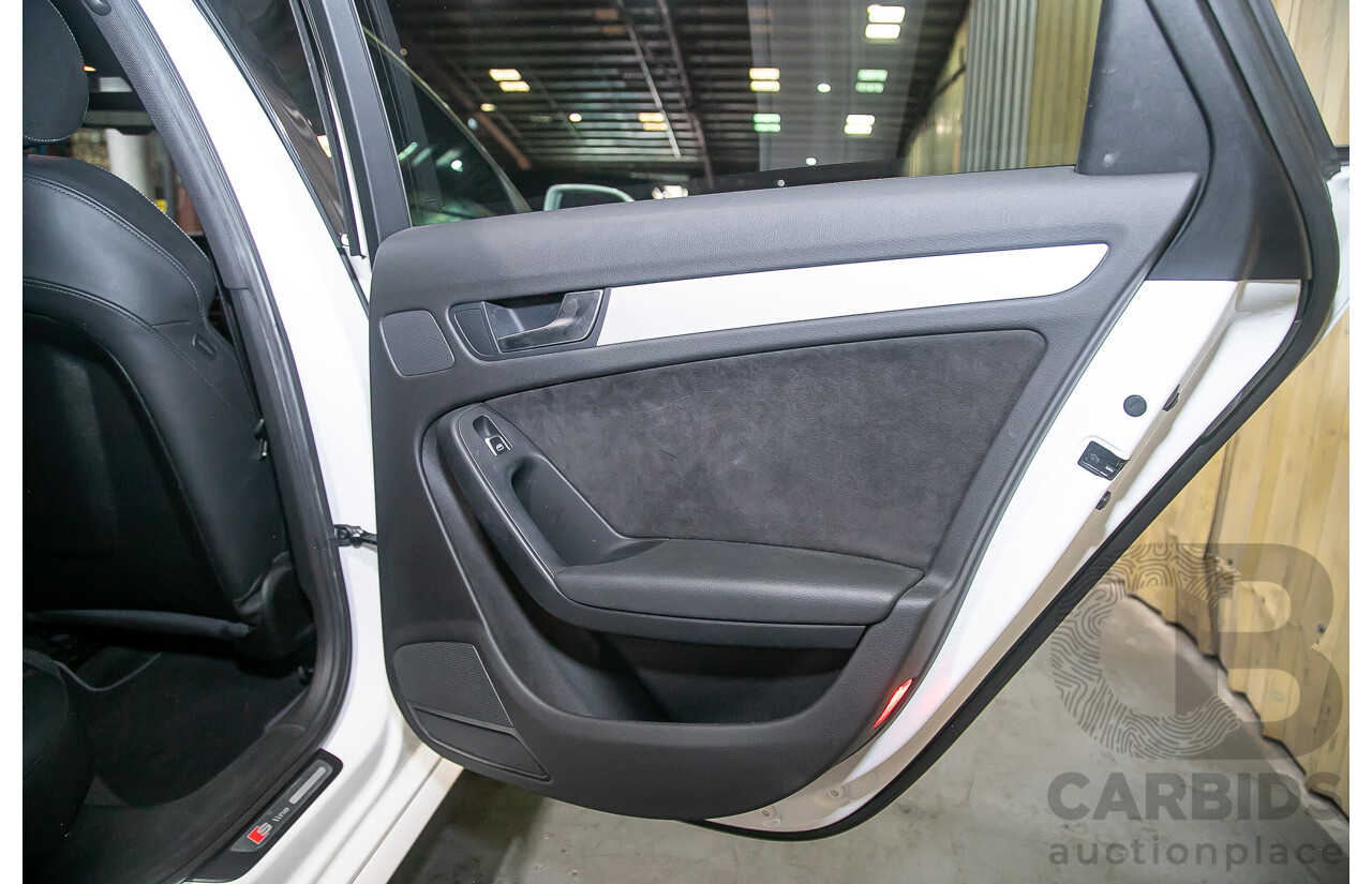 8/2013 Audi A4 2.0 TFSI Quattro (AWD) S-Line Pack B8 (8K) MY13 4d Sedan White Turbo 2.0L