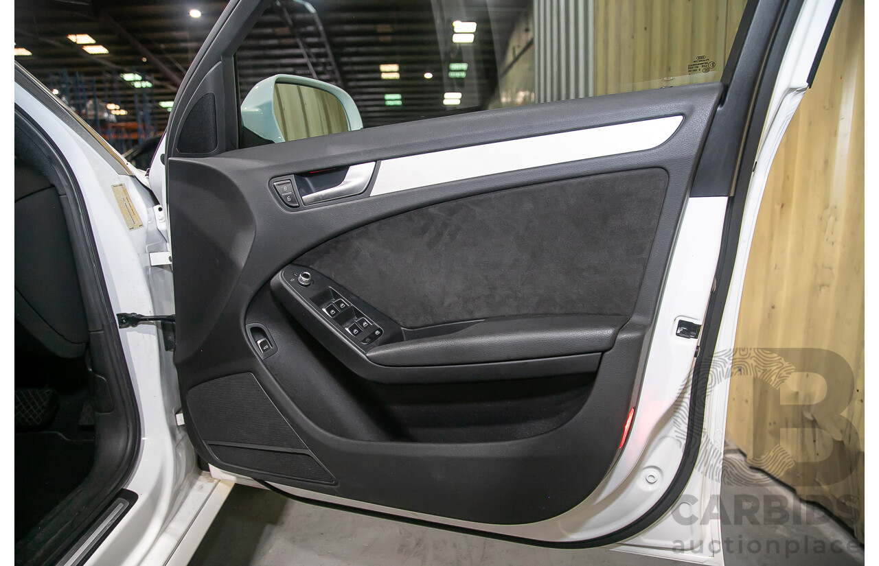 8/2013 Audi A4 2.0 TFSI Quattro (AWD) S-Line Pack B8 (8K) MY13 4d Sedan White Turbo 2.0L