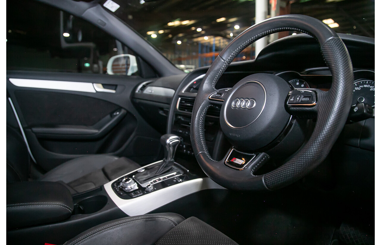 8/2013 Audi A4 2.0 TFSI Quattro (AWD) S-Line Pack B8 (8K) MY13 4d Sedan White Turbo 2.0L