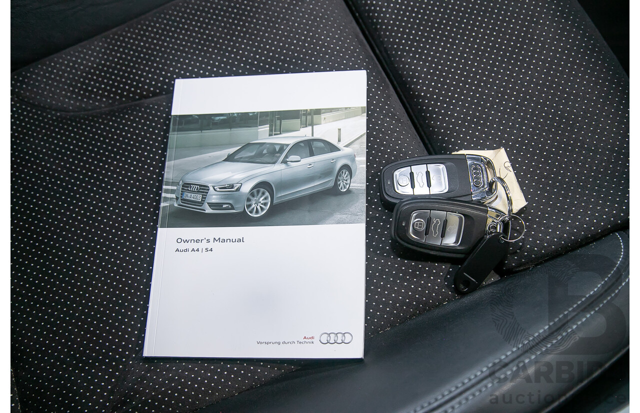 8/2013 Audi A4 2.0 TFSI Quattro (AWD) S-Line Pack B8 (8K) MY13 4d Sedan White Turbo 2.0L