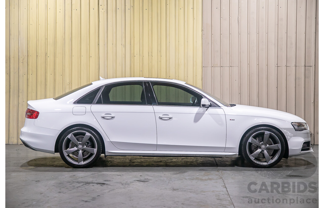 8/2013 Audi A4 2.0 TFSI Quattro (AWD) S-Line Pack B8 (8K) MY13 4d Sedan White Turbo 2.0L