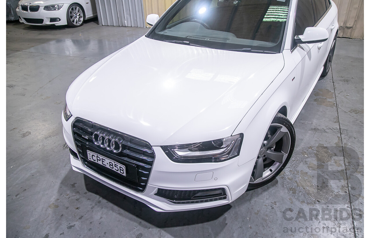 8/2013 Audi A4 2.0 TFSI Quattro (AWD) S-Line Pack B8 (8K) MY13 4d Sedan White Turbo 2.0L