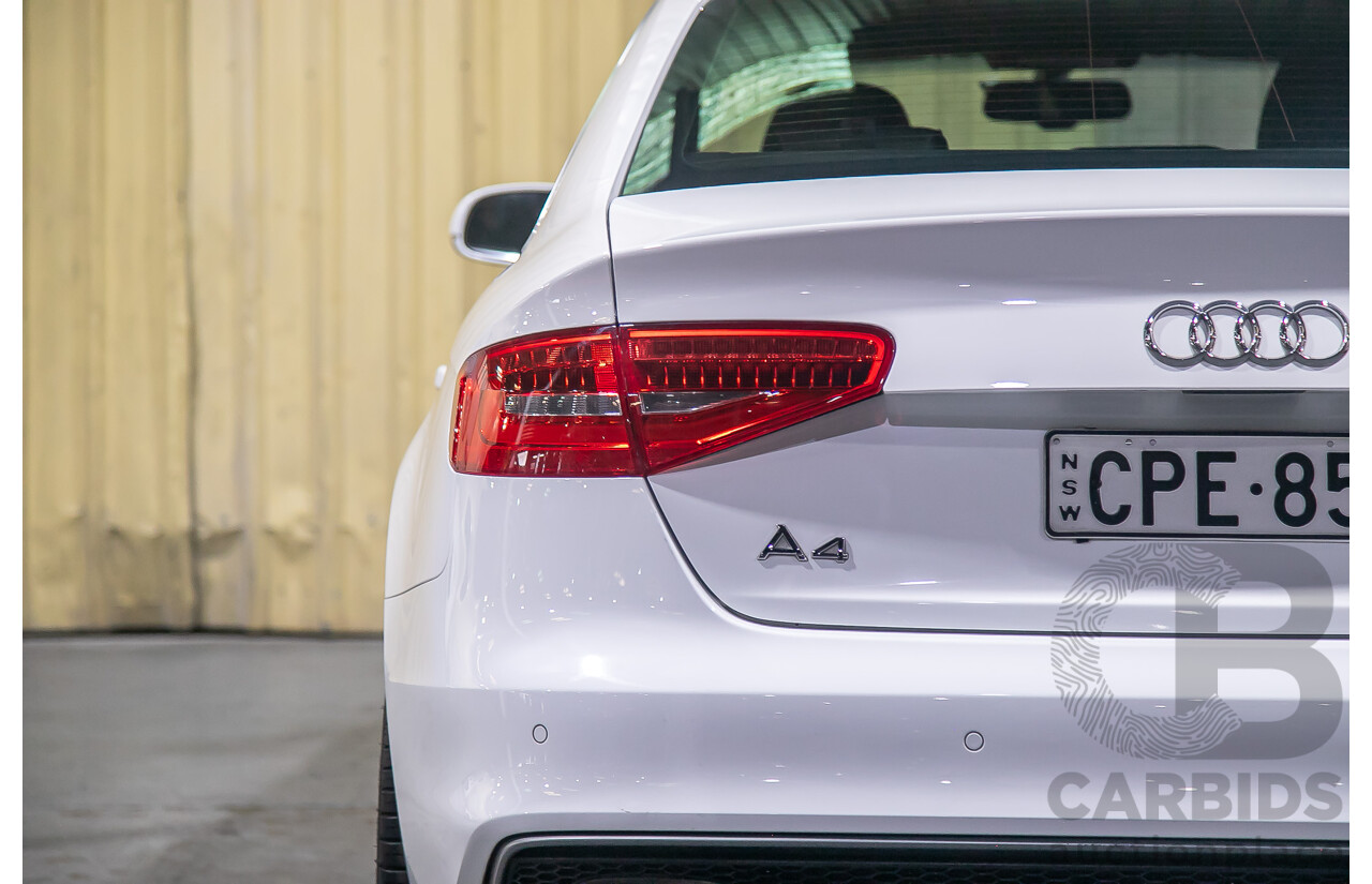 8/2013 Audi A4 2.0 TFSI Quattro (AWD) S-Line Pack B8 (8K) MY13 4d Sedan White Turbo 2.0L