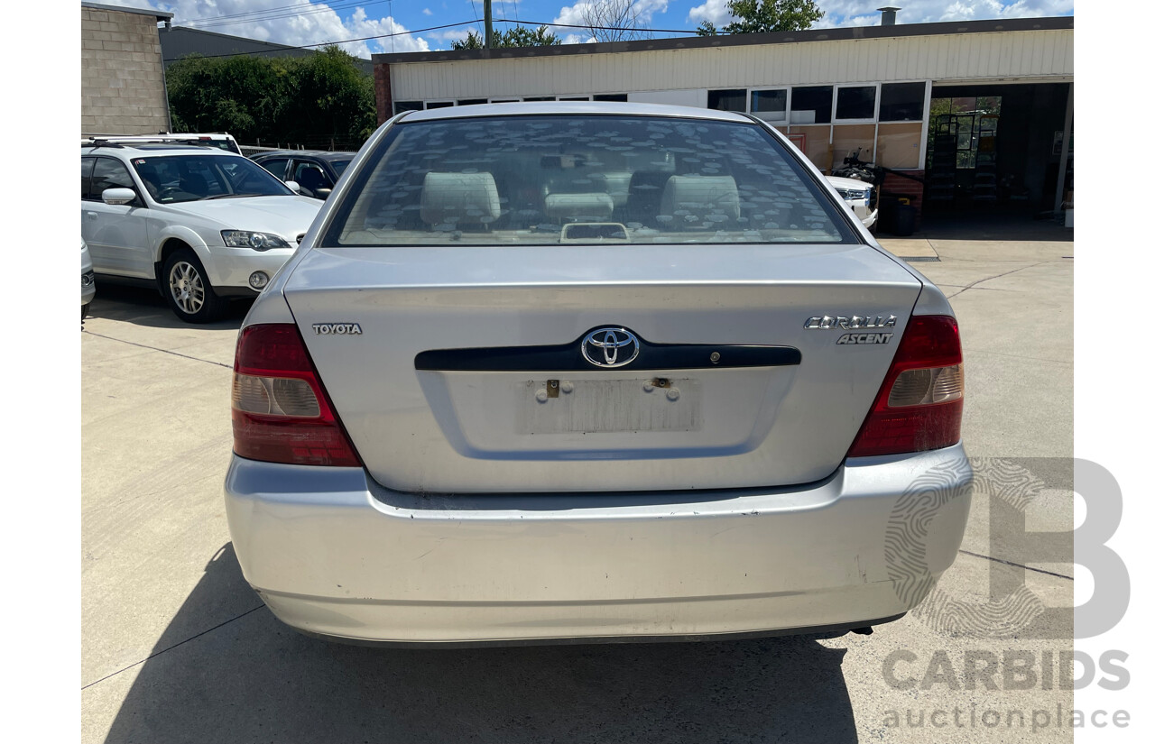 9/2002 Toyota Corolla Ascent ZZE122R 4d Sedan Silver 1.8L