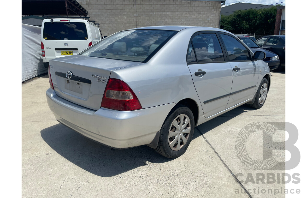 9/2002 Toyota Corolla Ascent ZZE122R 4d Sedan Silver 1.8L