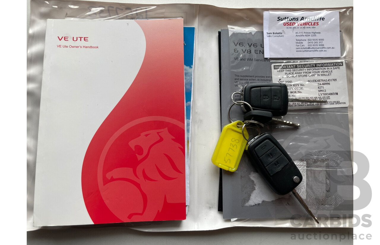 01/10 Holden Commodore OMEGA RWD VE MY10 Utility White 3.6L