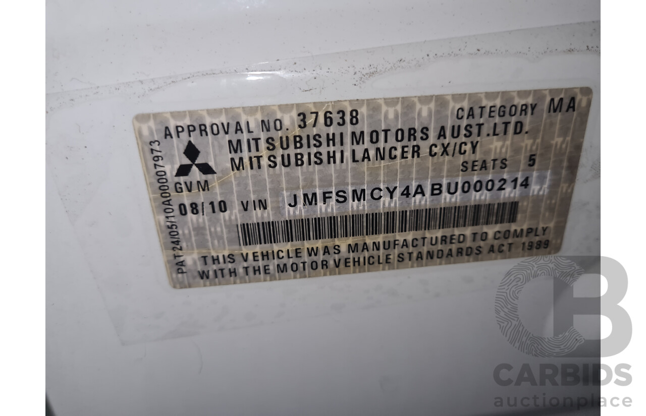 8/2010 Mitsubishi Lancer Ralliart (AWD) CJ MY10 4d Sedan White Turbo 2.0L