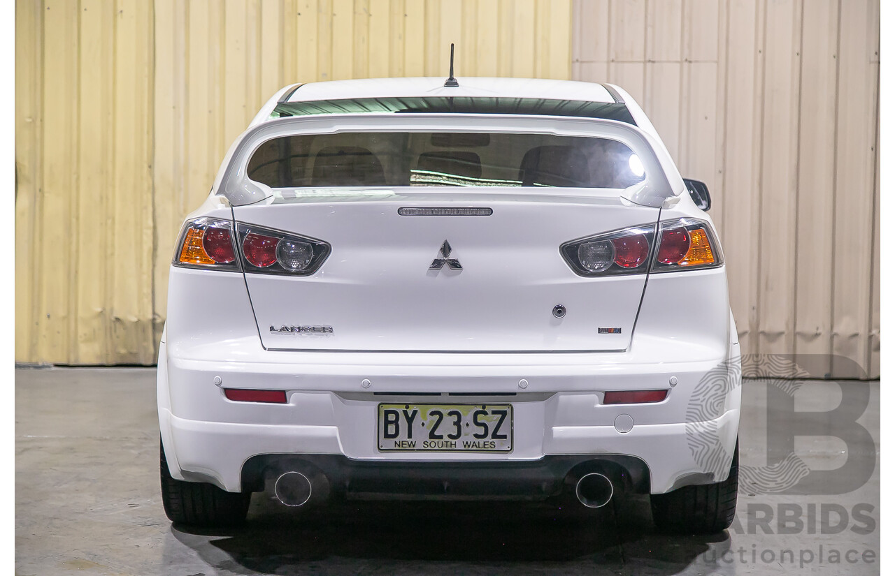 8/2010 Mitsubishi Lancer Ralliart (AWD) CJ MY10 4d Sedan White Turbo 2.0L