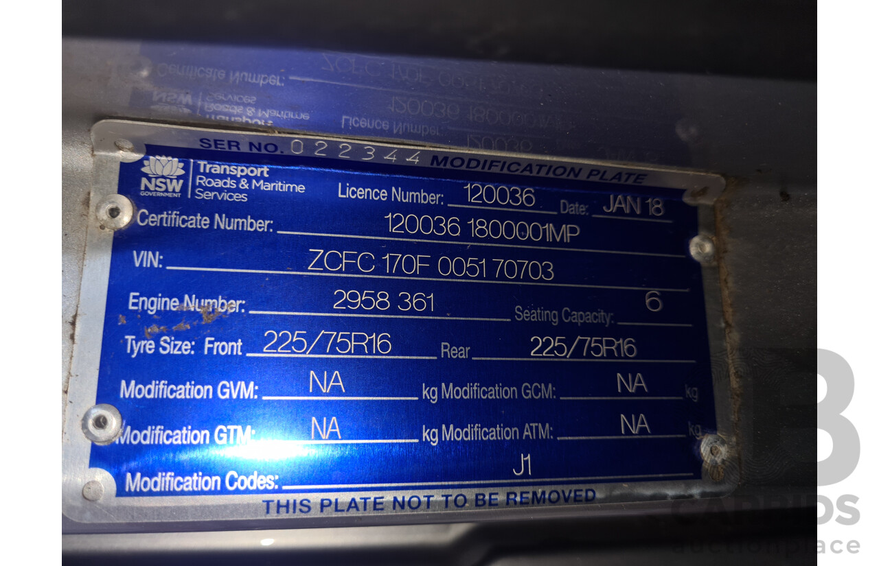 09/2017 Iveco Daily 70-210 50C 4350wb Trayback 4d Crew Cab Silver Turbo Diesel 3.0L