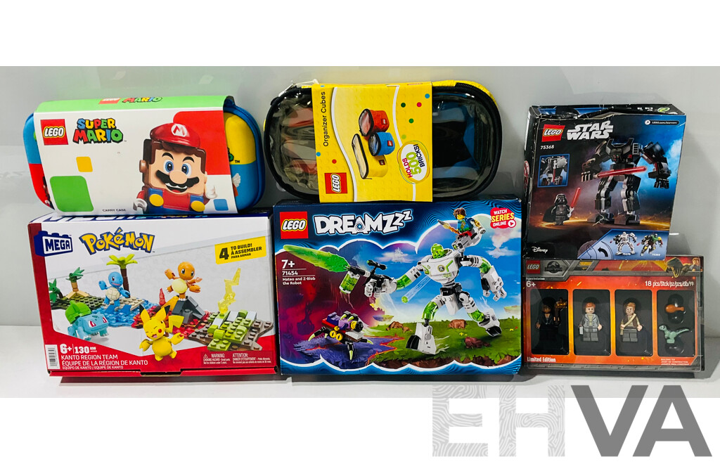 Collection of Lego Including Star Wars 75368, Dreamzzz Mateo and Z-Blob the Robot, Alongside a Mattel Mega Pokémon Set and More