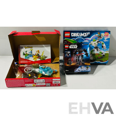 Collection of Lego Including Star Wars 75368, Dreamzzz Mateo and Z-Blob the Robot, Alongside a Mattel Mega Pokémon Set and More