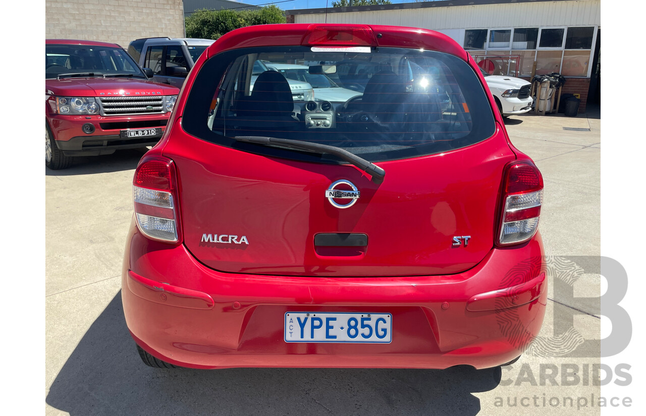 5/2012 Nissan Micra ST K13 5d Hatchback Red 1.2L