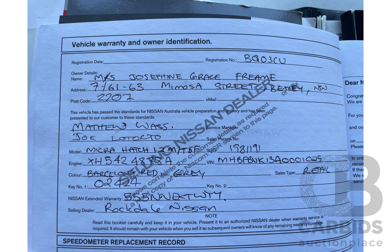 5/2012 Nissan Micra ST K13 5d Hatchback Red 1.2L