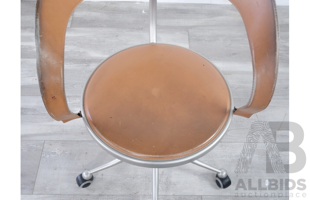 Modernist Leather and Metal Office Chair