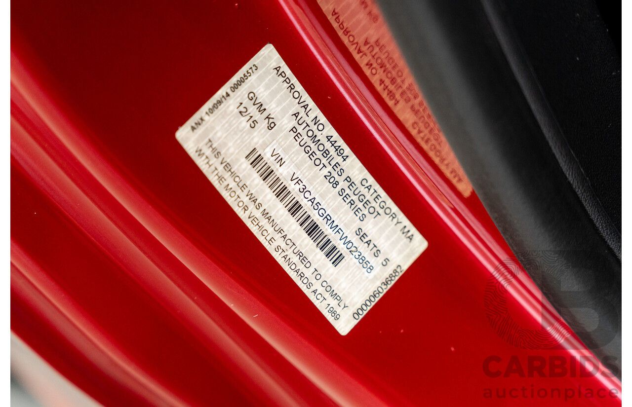 12/2015 Peugeot 208 GTi FWD 3D Hatchback Ruby Red Metallic Turbo 1.6L