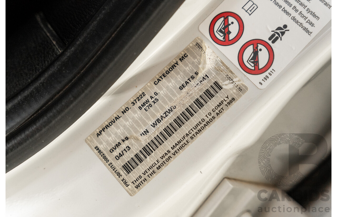 04/2013 BMW X5 M50d 4x4 E70 MY12 Upgrade 4D Wagon Alpine White Triple Turbo Diesel 3.0L