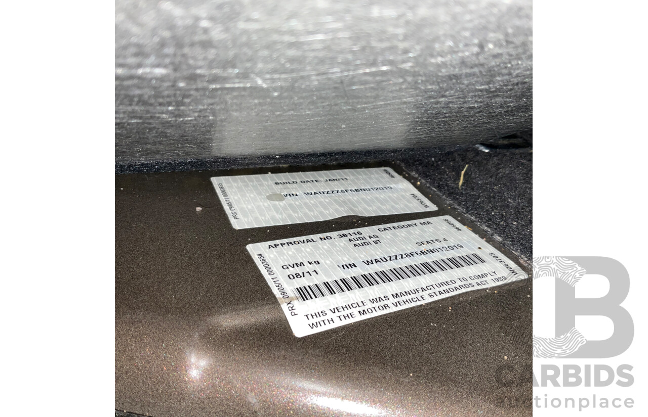 8/2011 Audi A5 2.0 TFSI Quattro (AWD) 8T MY11 2d Cabriolet Metallic Brown Turbo 2.0L