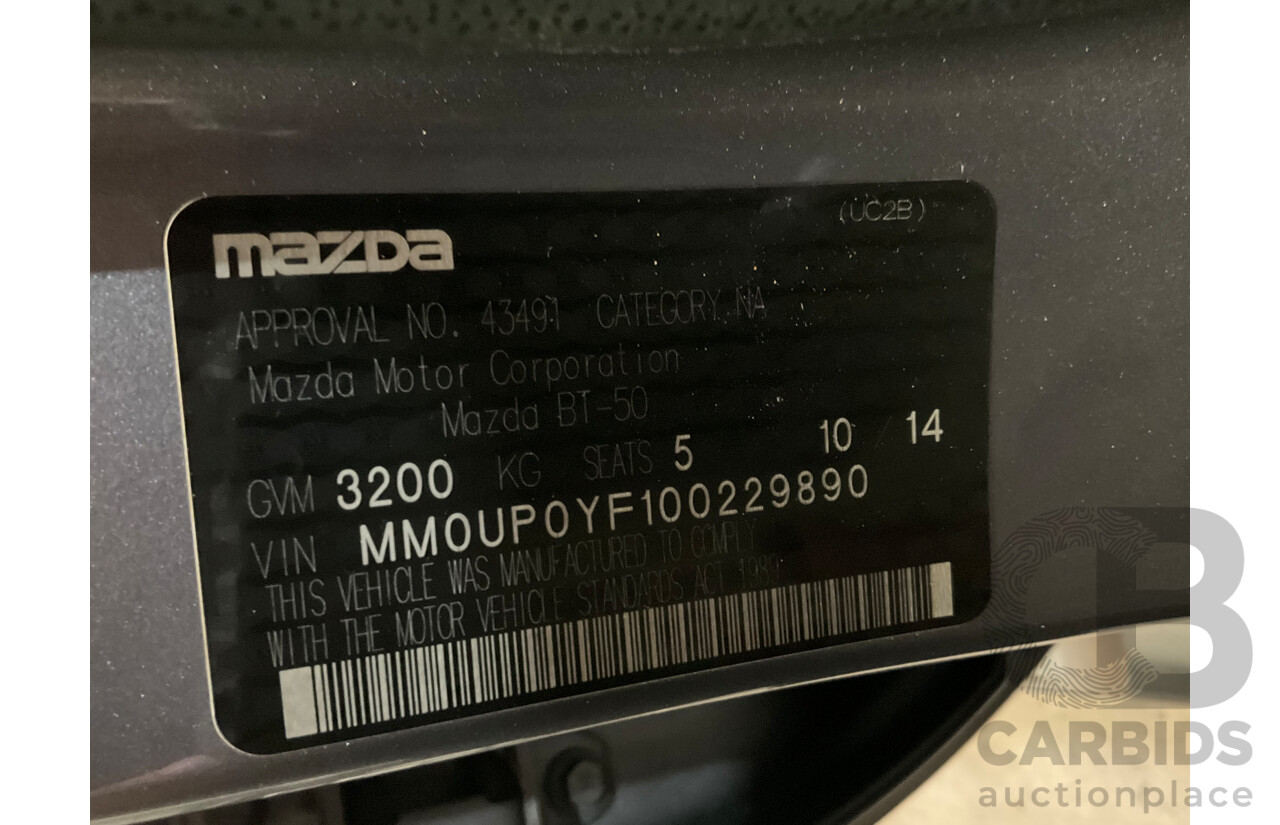 1/2014 Mazda BT50 GT (4x4) MY13 Dual Cab Utility Grey Turbo Diesel 3.2L