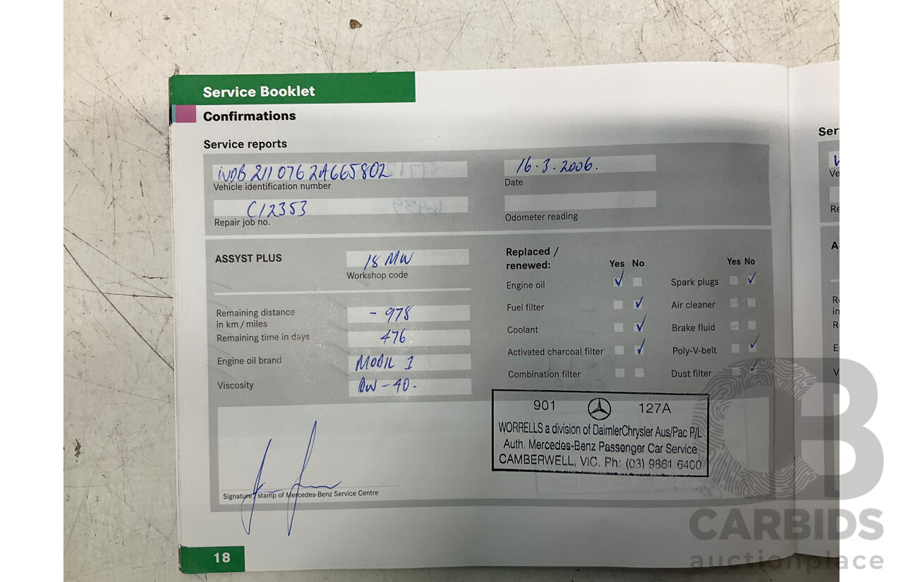 10/2004 Mercedes Benz E55 AMG W211 4d Sedan Brilliant Silver Metallic Supercharged V8 5.4L