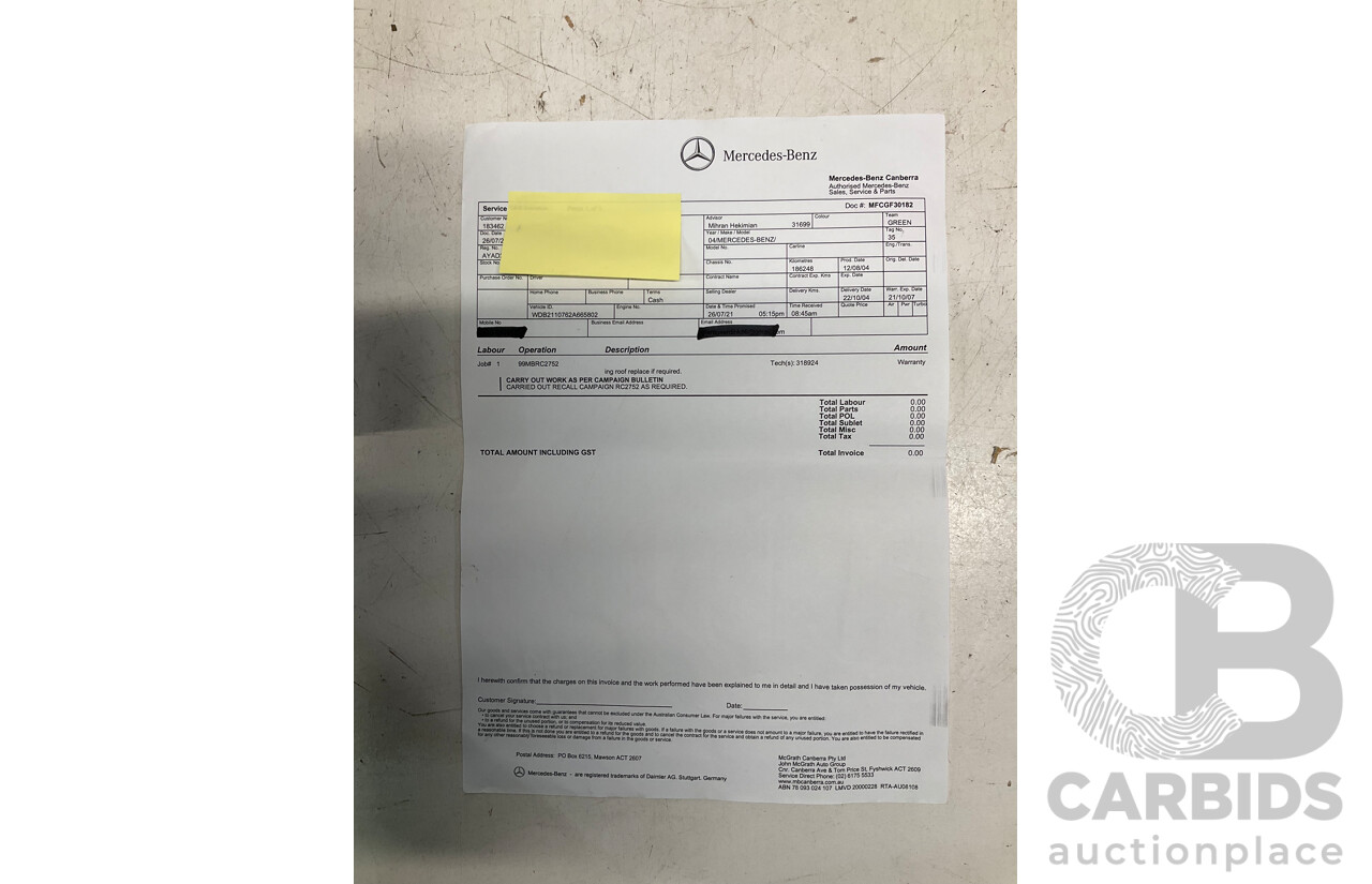 10/2004 Mercedes Benz E55 AMG W211 4d Sedan Brilliant Silver Metallic Supercharged V8 5.4L