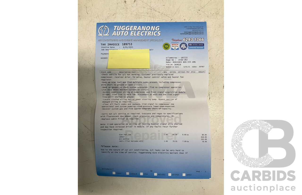 10/2004 Mercedes Benz E55 AMG W211 4d Sedan Brilliant Silver Metallic Supercharged V8 5.4L