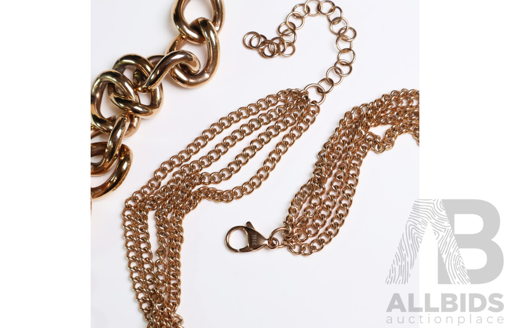 Rose Gold Plated Necklace and Bracelet Set - Lot of 2