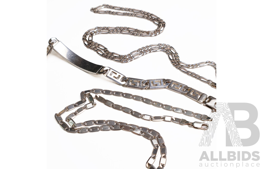 925 Sterling Silver 2x Necklaces and 1 Bracelet - Made in Italy