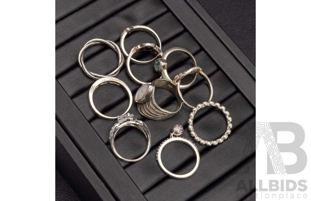 Assorted 925 Sterling Silver Rings - Lot of 10