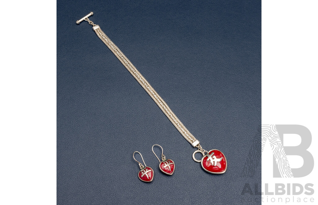 925 Sterling Silver Bracelet and Earring Set