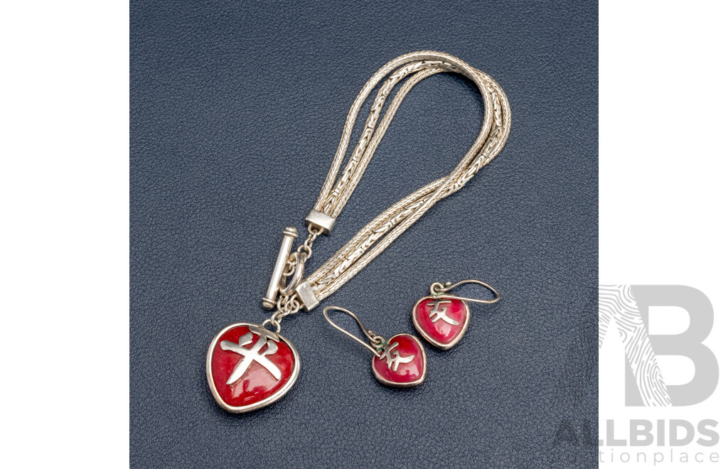 925 Sterling Silver Bracelet and Earring Set