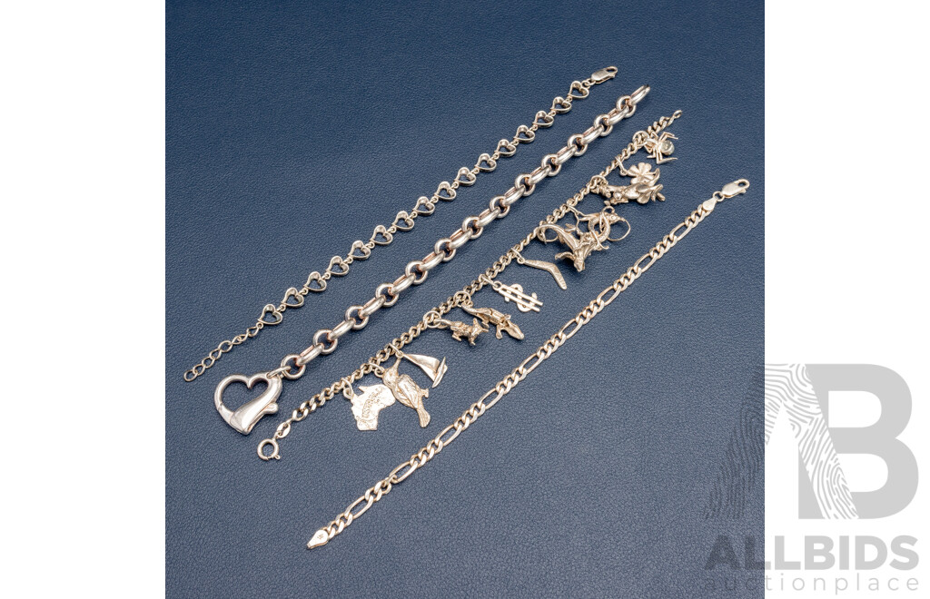 Assorted 925 Sterling Silver Bracelets - Lot of 4