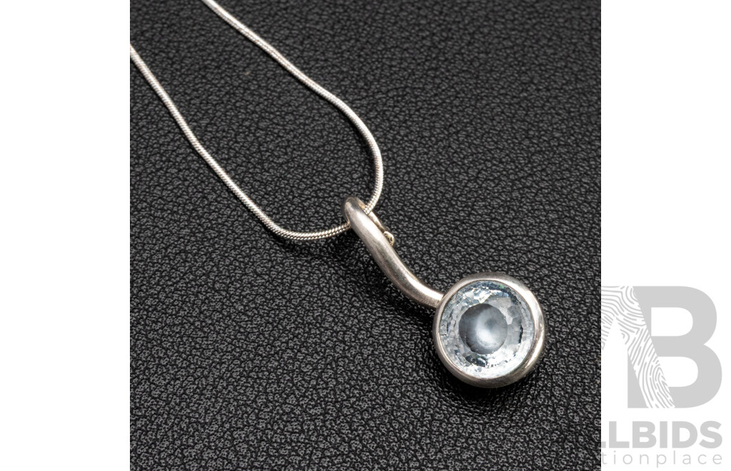 925 Sterling Silver Necklace with Topaz Pendant