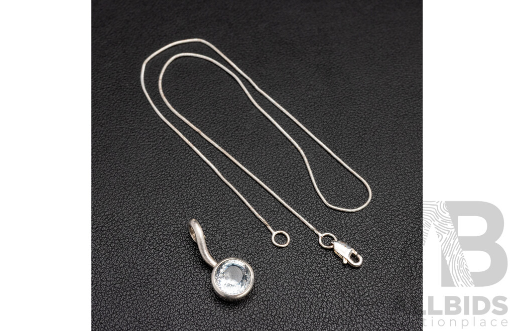 925 Sterling Silver Necklace with Topaz Pendant