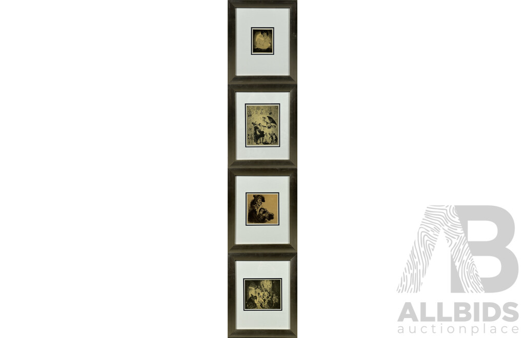 Four Framed Norman Lindsay Offset Prints Including 'The Mirror' & 'Captain Bilbo' (4)