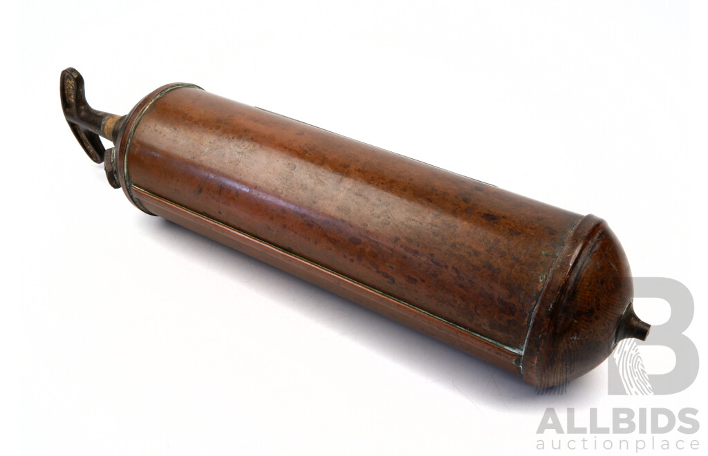 Antique Copper Simplex Auto Type Fire Extinguisher by Wormald Brothers