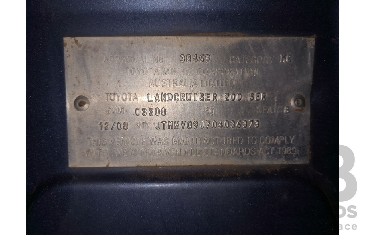 12/2008 Toyota Landcruiser GXL (4x4) VDJ200R 4d Wagon Blue Turbo Diesel V8 4.5L