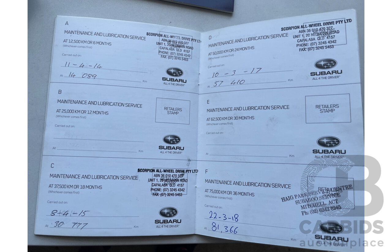 3/2013 Subaru Outback 2.0D Premium MY13 4d Wagon Black 2.0L