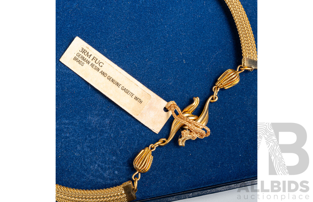 Patrice 3RM FUG German Resin & Genuine Gaseite with Brass Necklet, 43cm, as New in Original Presentation Box