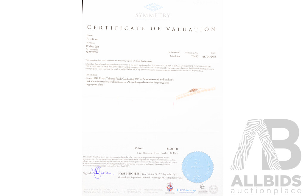 9ct Vintage Graduating Akoya Pearl Necklace, 45cm, with Original Box and Certificate of Valuation