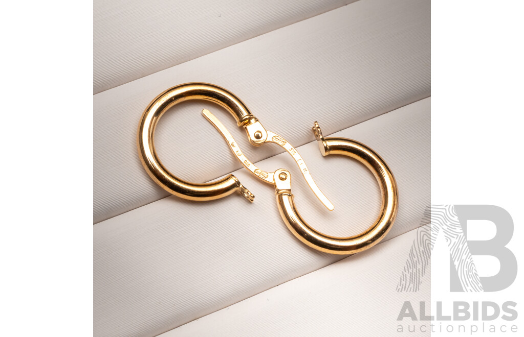 9ct Yellow Gold Hoop Earrings, 15mm, 0.89 Grams