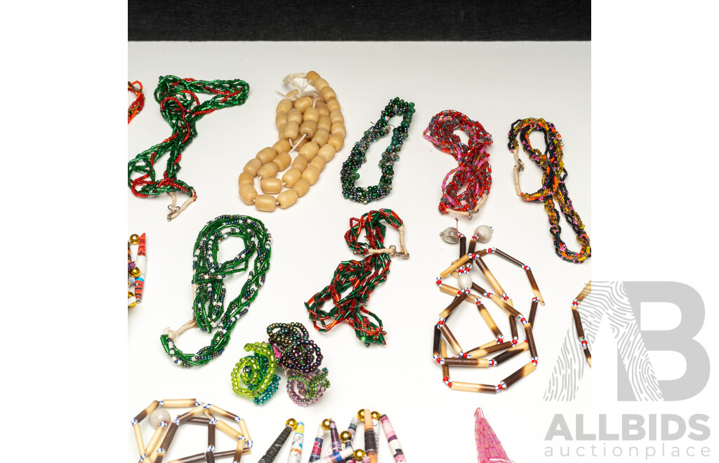Large Collection of Vintage Beaded Necklce & Other Items Including Paper Beads, Micro Beads and Tribal Beads