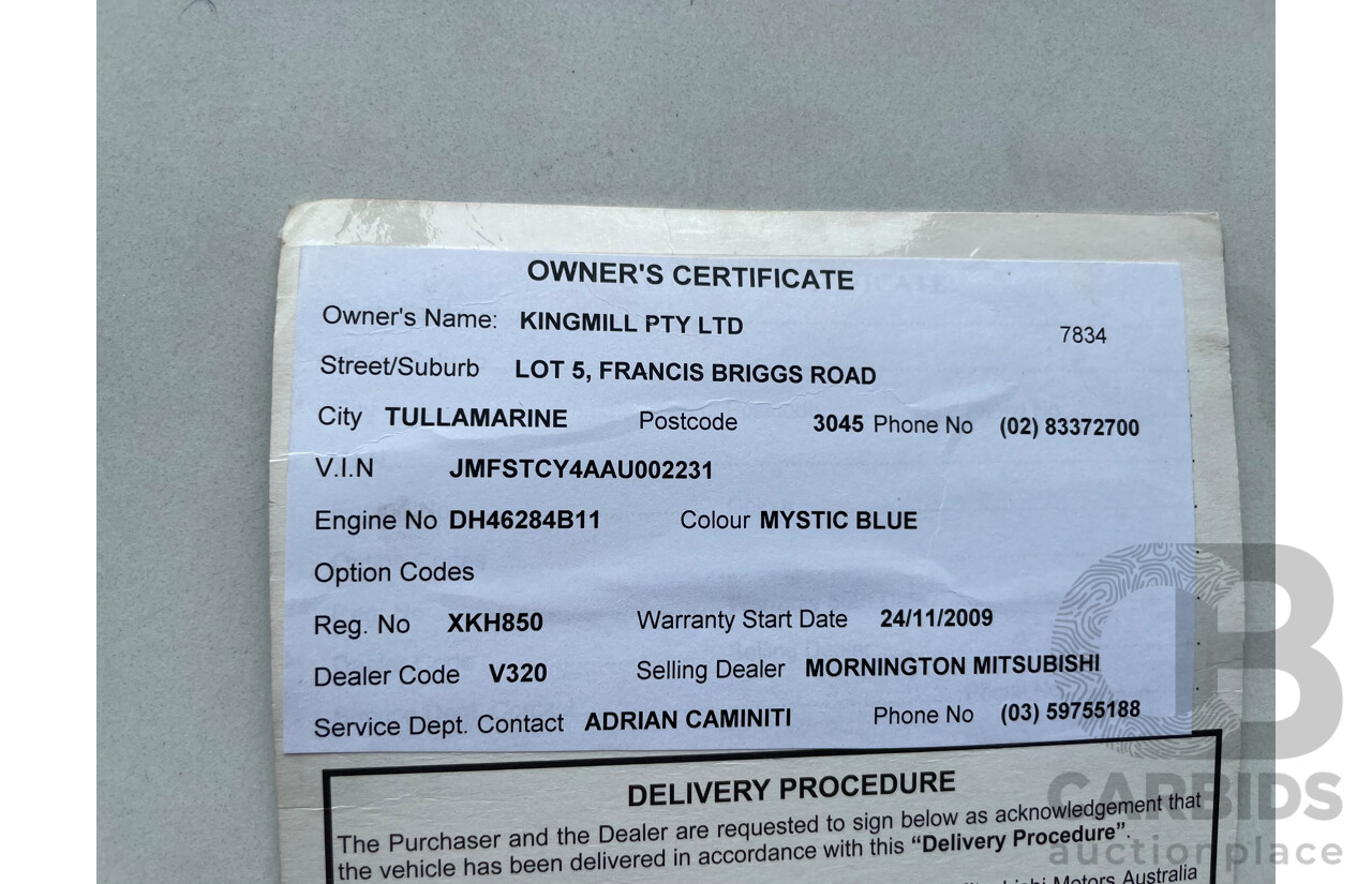 11/2009 Mitsubishi Lancer ES CJ MY09 4d Sedan Blue 2.0L