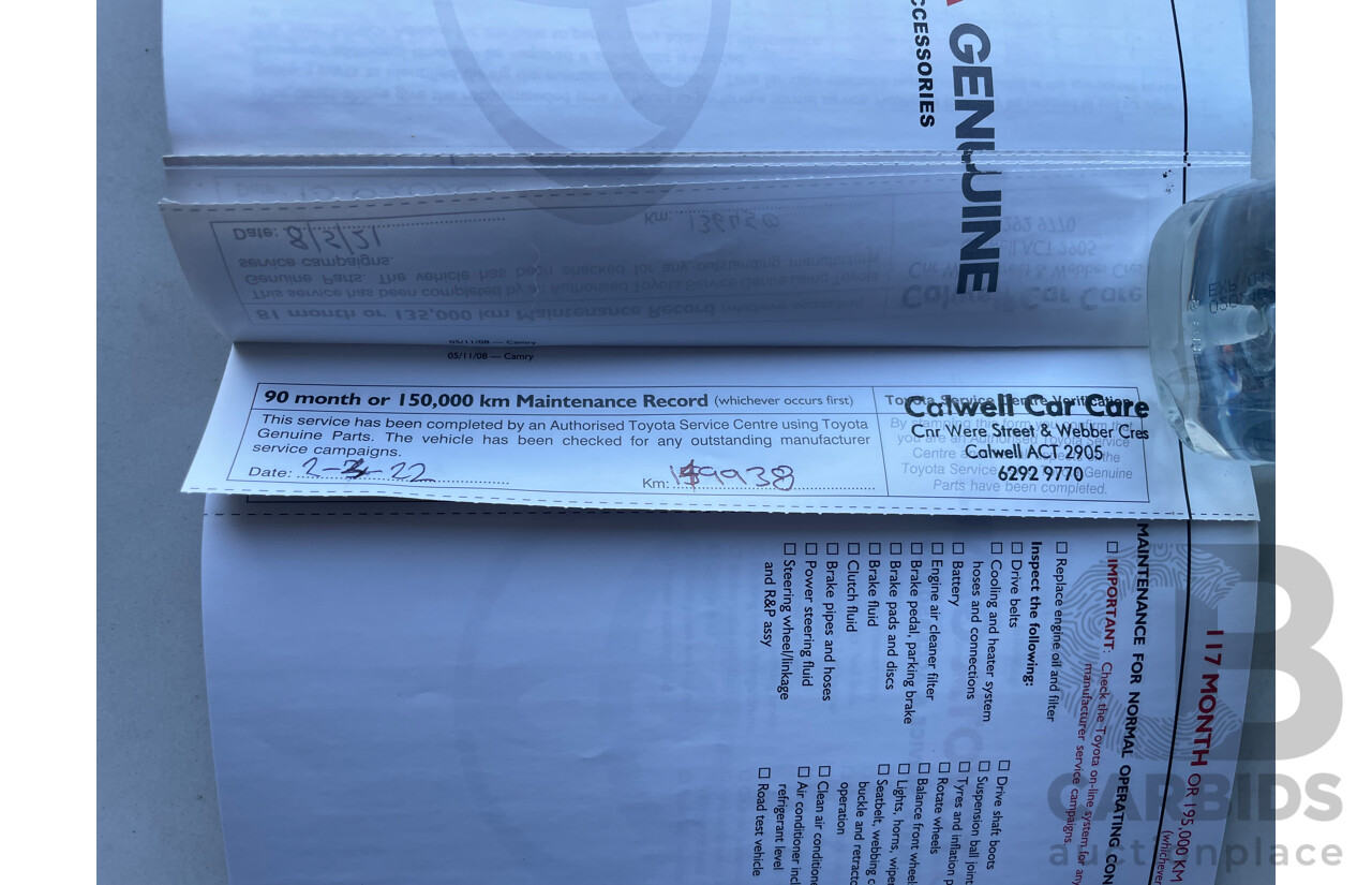 05/10 Toyota Camry ALTISE FWD ACV40R 09 UPGRADE 4D Sedan Green 2.4L