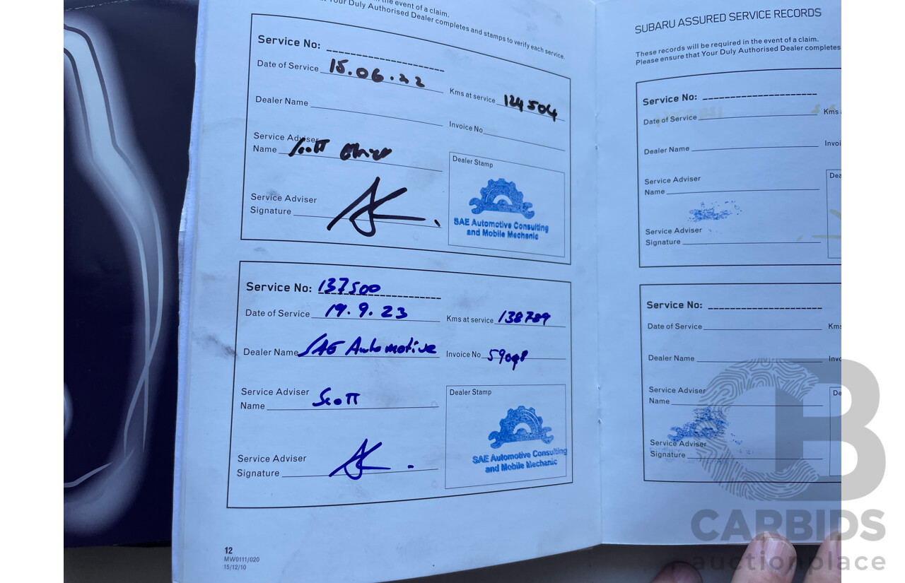 4/2012 Subaru Outback 2.5i MY12 4d Wagon Grey 2.5L